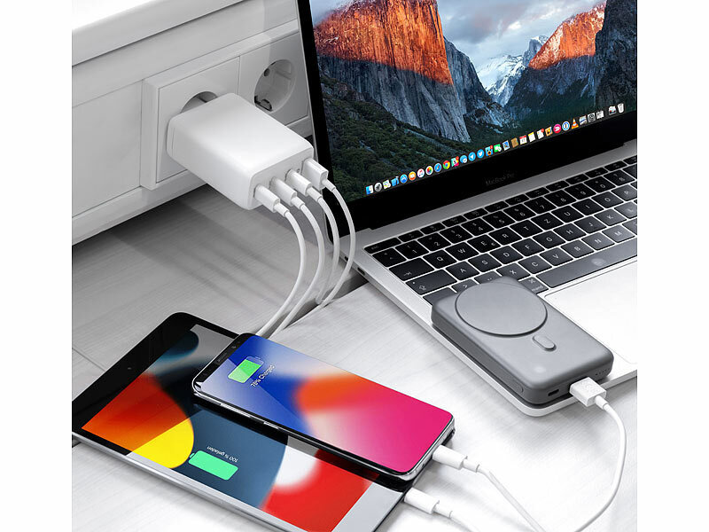 revolt 120-Watt-USB-C-Netzteil mit 4 Ports, GaN-Technologie