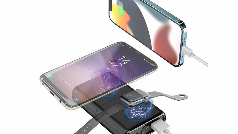 revolt 3in1-Wireless-Powerbank für iPhone & Apple Watch PB-180