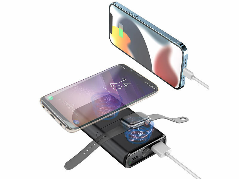 revolt 3in1-Wireless-Powerbank für iPhone & Apple Watch PB-180