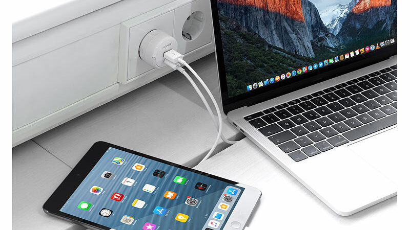 revolt Kompaktes Doppel-USB-Netzteil mit USB-C PD