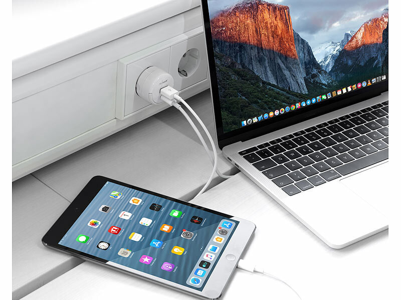 revolt Kompaktes Doppel-USB-Netzteil mit USB-C PD