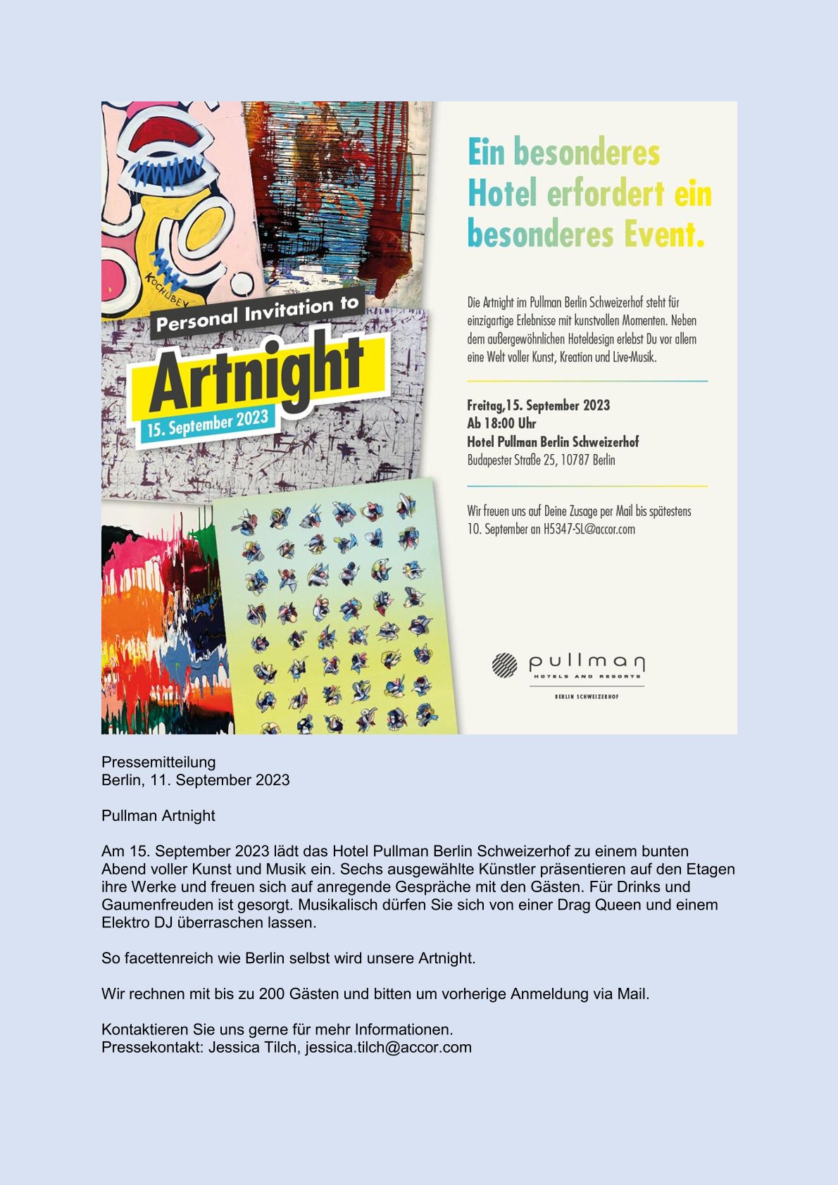 Artnight im Hotel Pullman Berlin Schweizerhof