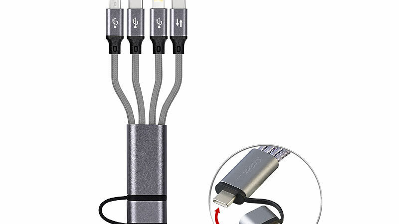 Callstel 8in1-Lade- & Datenkabel USB-C/A zu USB-C/Micro-USB