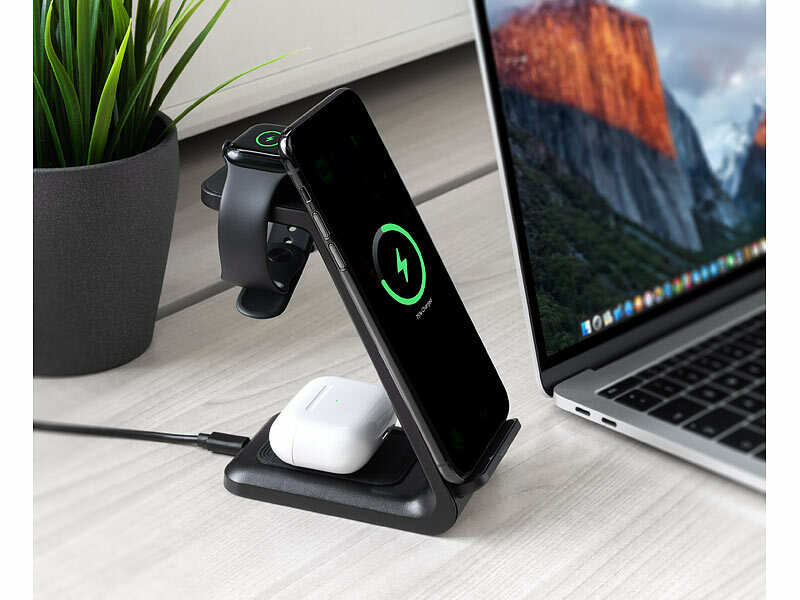 Callstel 3in1-Ladestation 20 Watt für iPhone, Apple Watch und AirPods