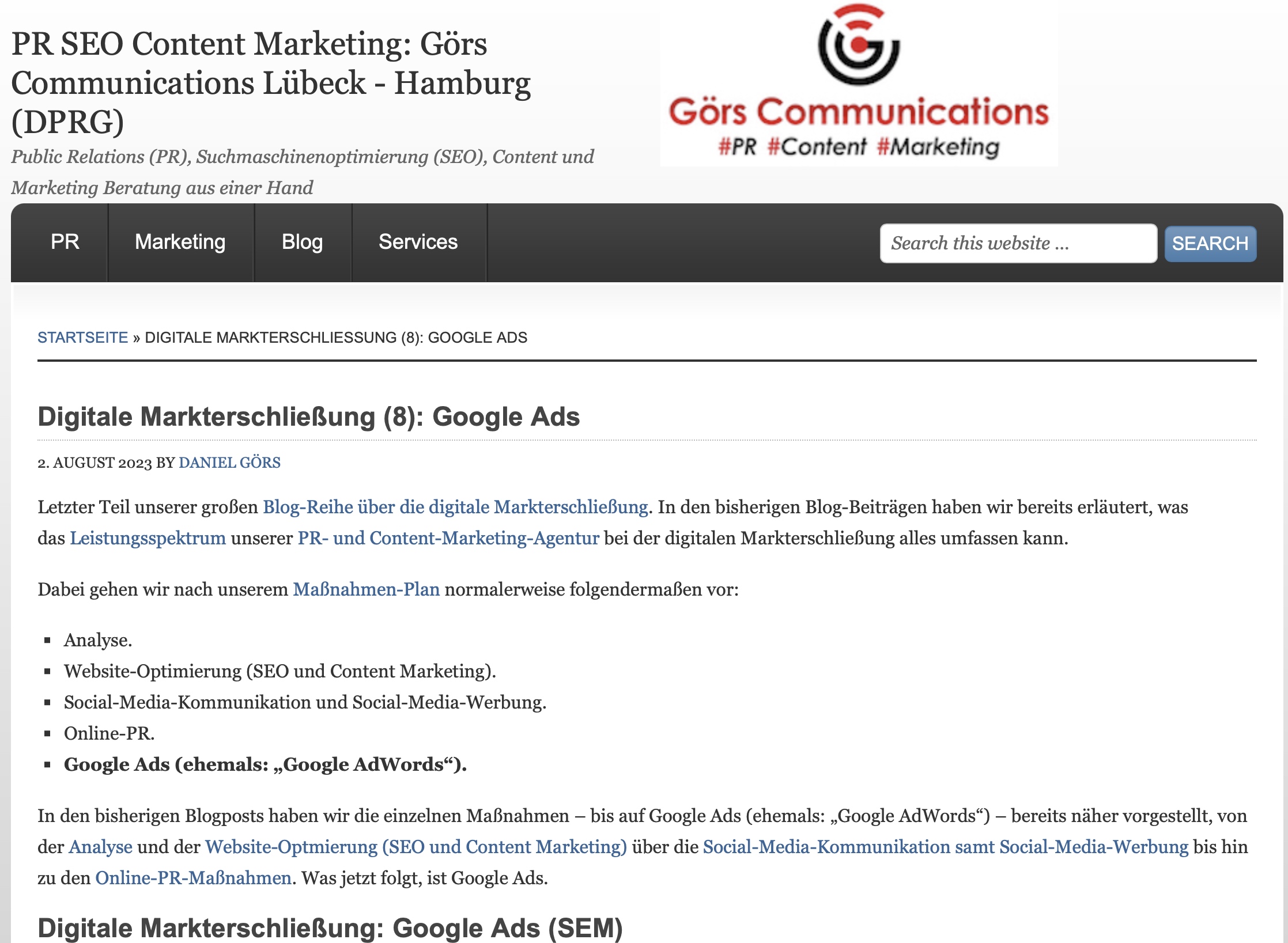 Digitale Markterschließung durch Google Ads