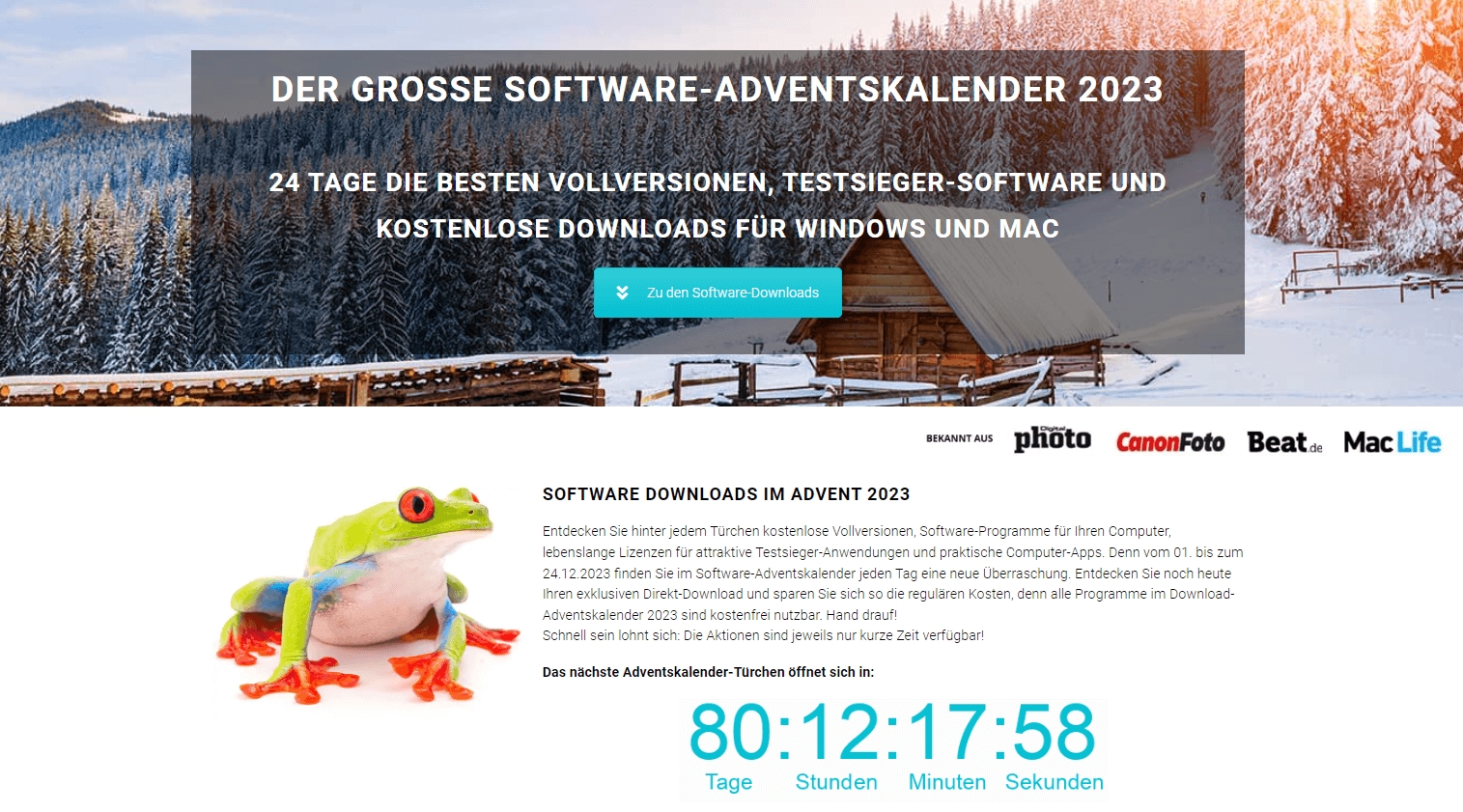 Gratis Software-Deals im SnapFrog Adventskalender 2024