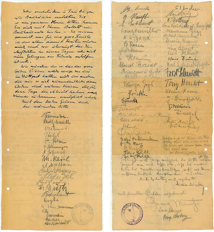 Umfassendste Autographen-Sammlung des frühen Bauhauses