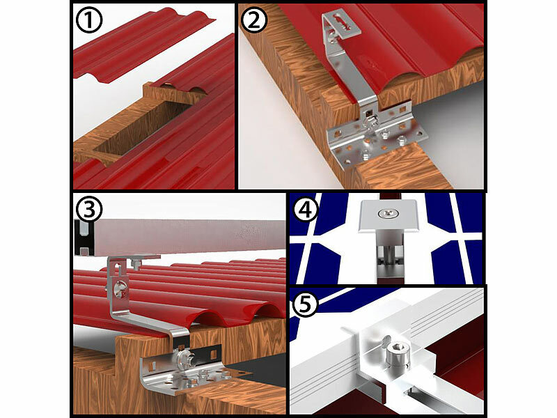 revolt 34-teiliges Dachmontage-Set für 2 Solarmodule, flexibel