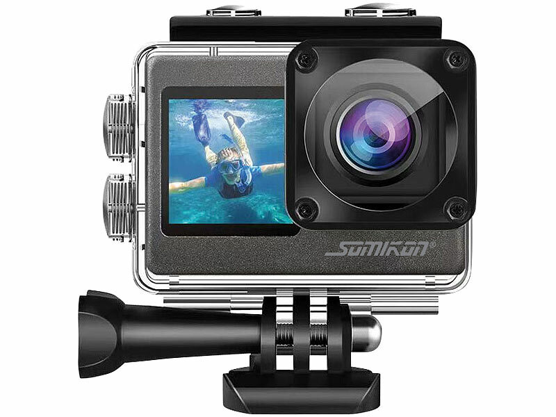 Somikon 6K-Actioncam DV-950.WiFi mit 2 Farbdisplays, WLAN