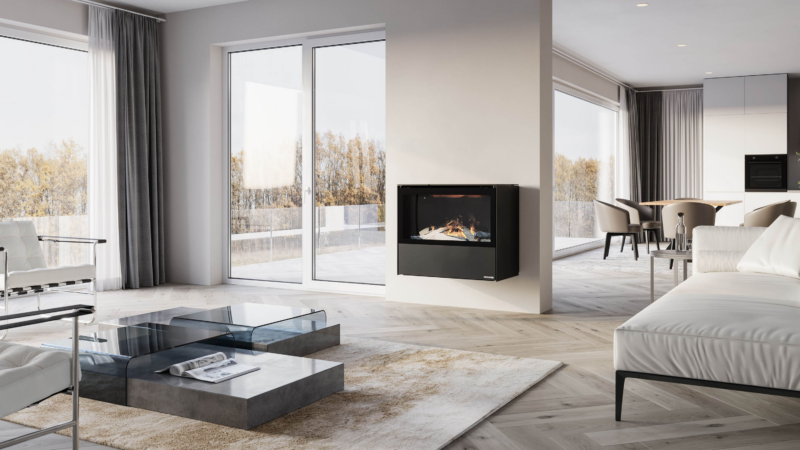 Effizient und voll elektrisch: Täuschend echtes Feuer dank E-Kamin