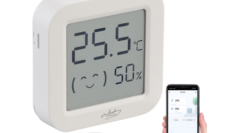 infactory Mini-Thermo-/Hygrometer, Komfort-Anzeige, LCD-Display