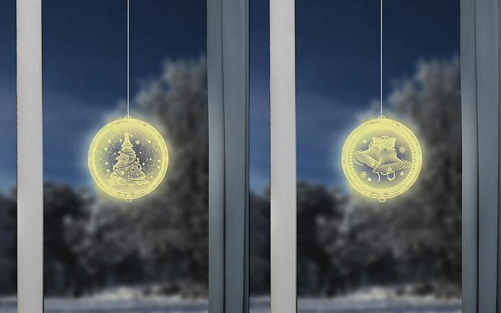 Lunartec Weihnachtliches Fenster-Licht mit Glocken- oder Tannenbaum-Motiv