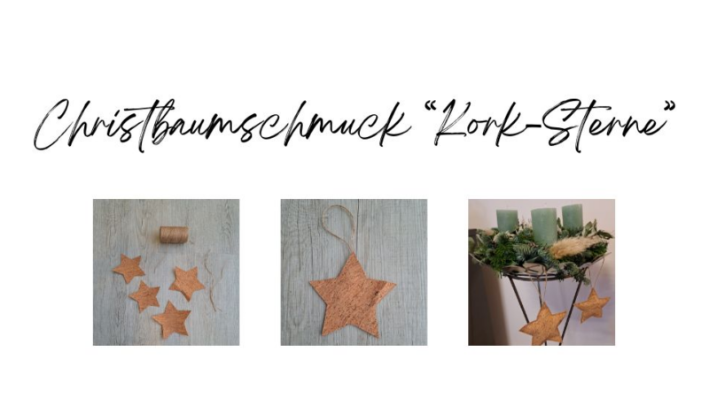 Nähanleitung: Christbaumschmuck oder Weihnachtsschmuck aus Kork „STERN“