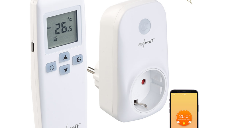 revolt WLAN-Steckdosen-Thermostat mit Sensor-Fernbedienung
