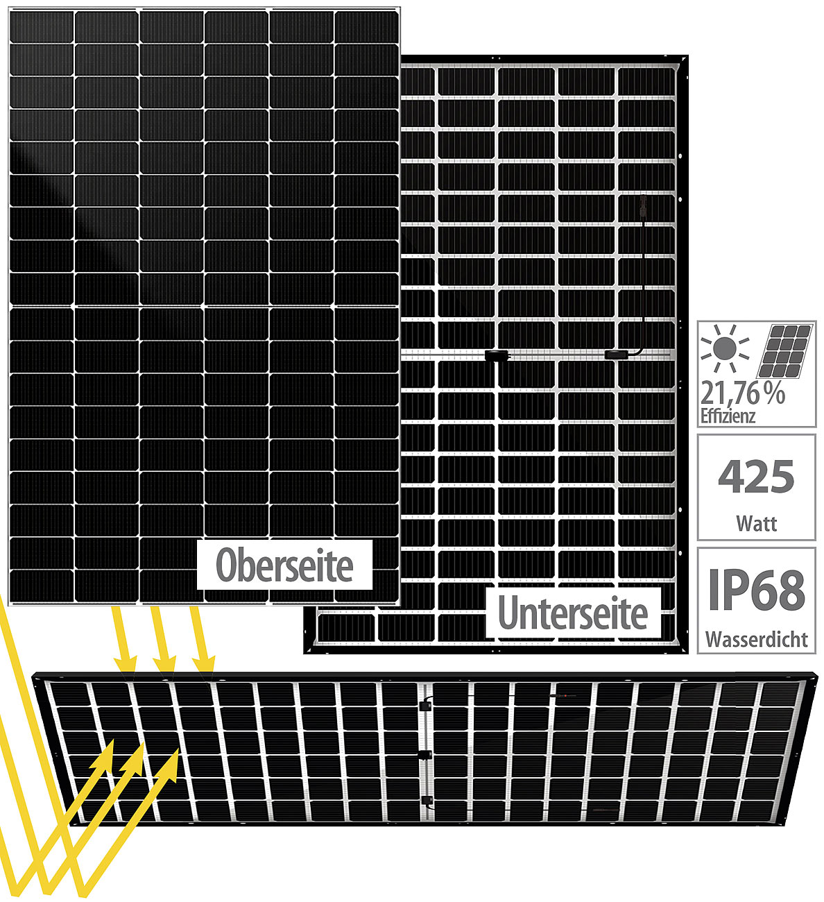 DAH Solar Monokristallines, bifaziales Glas-Glas-Solarmodul