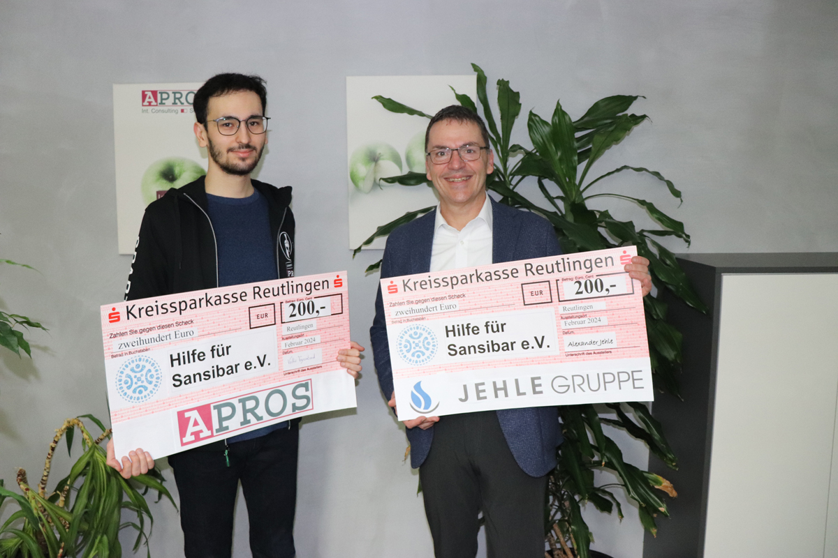 Azubi-Spende und -Kooperation Jehle-Gruppe und APROS Consulting und Services GmbH