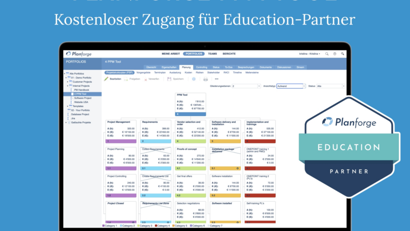 Planforge kündigt für Hochschulen kostenlosen Zugang zu standardbasiertem PPM-Tool an