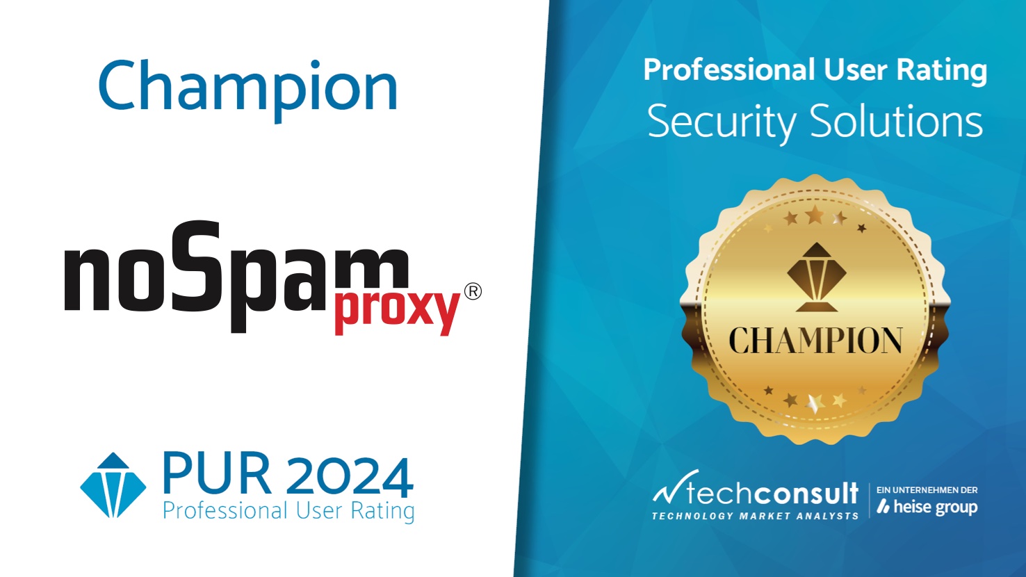 NoSpamProxy steht erneut an der Spitze des Professional User Ratings für Security Solutions