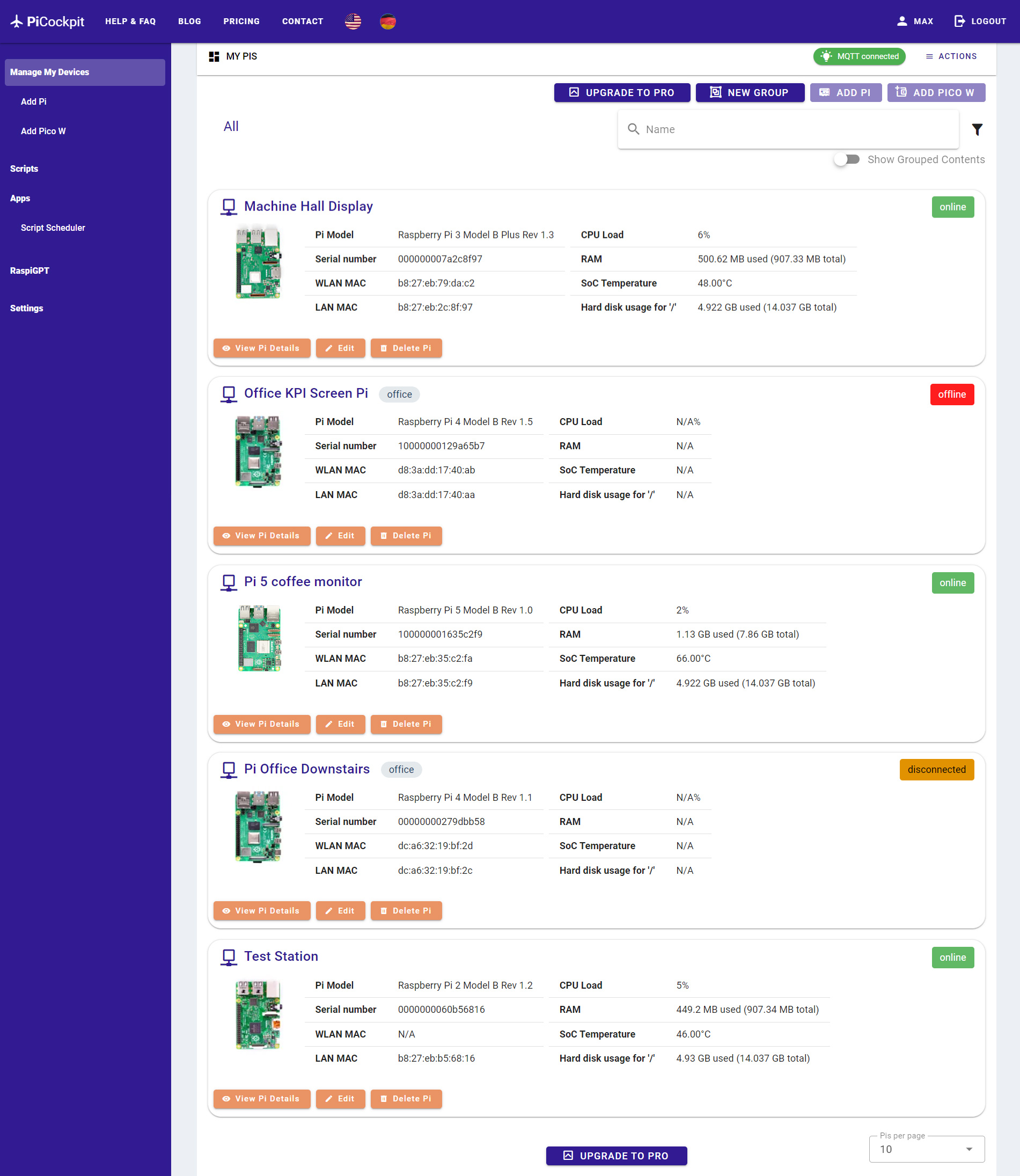 PiCockpit: Web-Lösung zur Fernsteuerung von Raspberry Pis