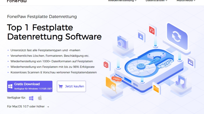 FonePaw Festplatte Datenrettung – Datenrettung mit einem Klick