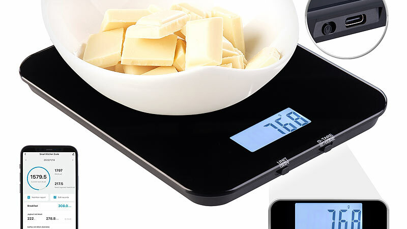 Rosenstein & Söhne Smarte Digital-Küchenwaage mit Kalorienzähler