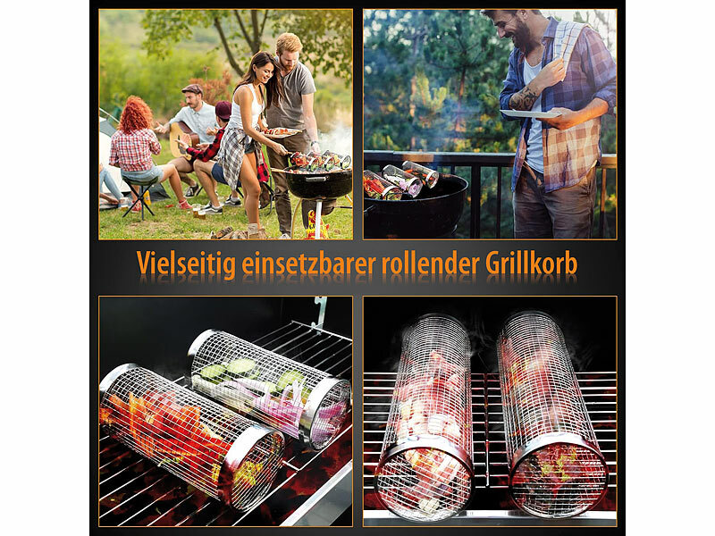 Rosenstein & Söhne 2er-Set Grillkörbe aus Edelstahl