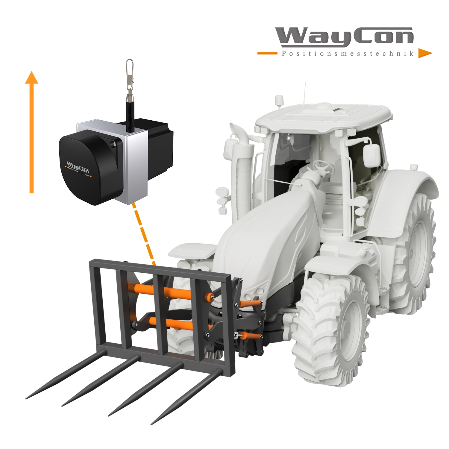 Measuring the position of hay forks with sensors