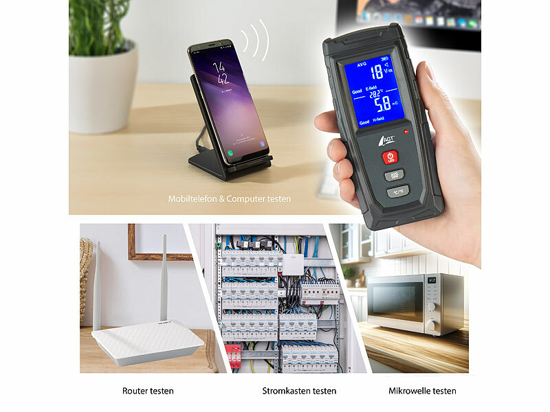 AGT Digitales Akku-EMF-Messgerät mit LCD-Display