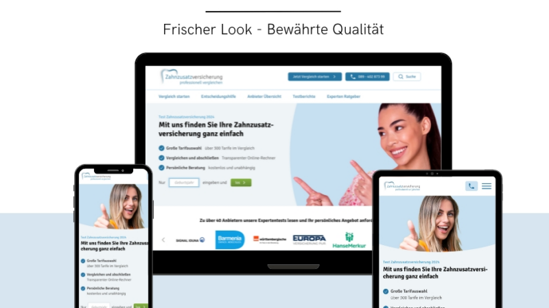Test-Zahnzusatzversicherung.de präsentiert sich in frischem Design und attraktiver Nutzerführung