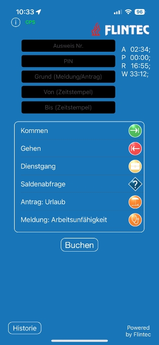 Flintec mobile Zeiterfassung mit Modul mobile HR-Workflows