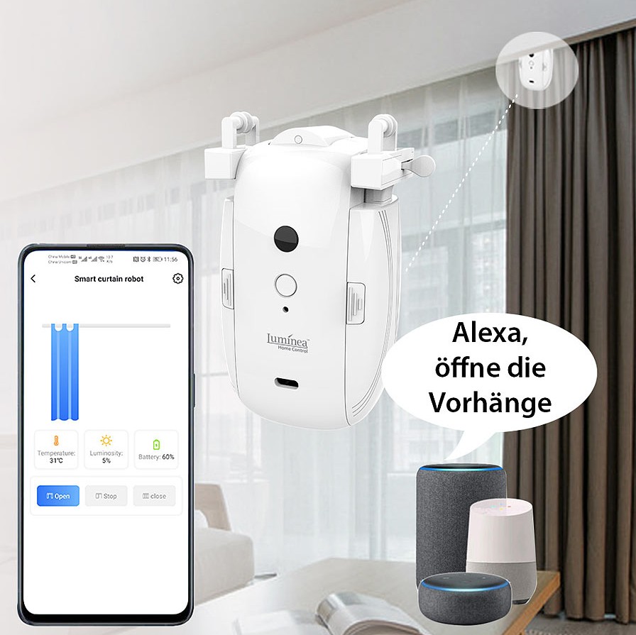 Luminea Home Control Smarter 3in1-Universal-Vorhangmotor