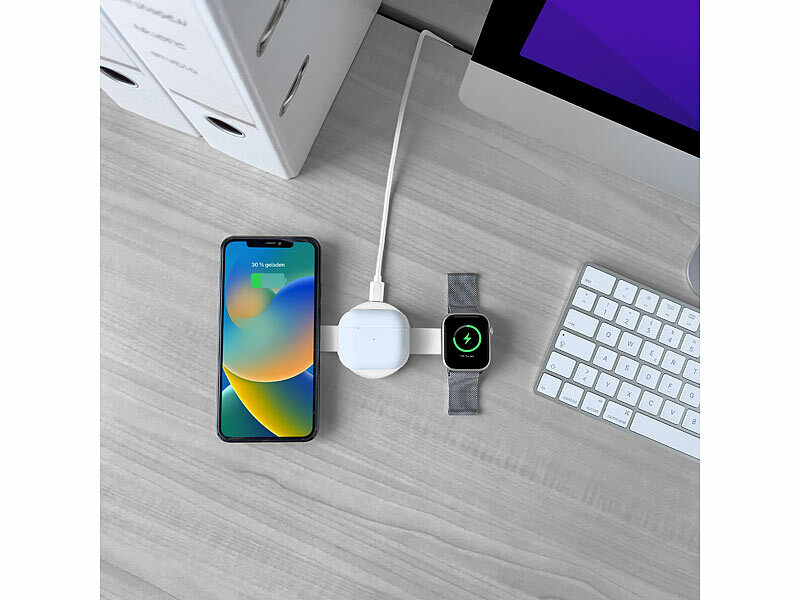 Callstel 3in1-Ladegerät für iPhone, AirPods und Apple Watch