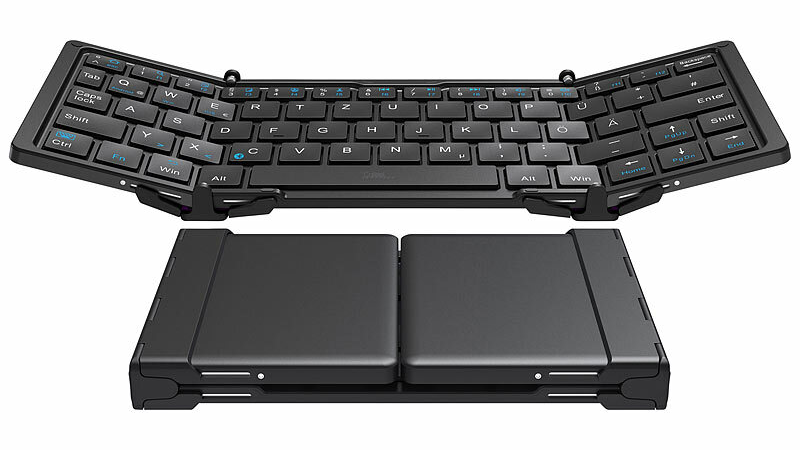 Callstel Ultrakompakte Trifold-Tastatur mit Standard-Enter-Taste