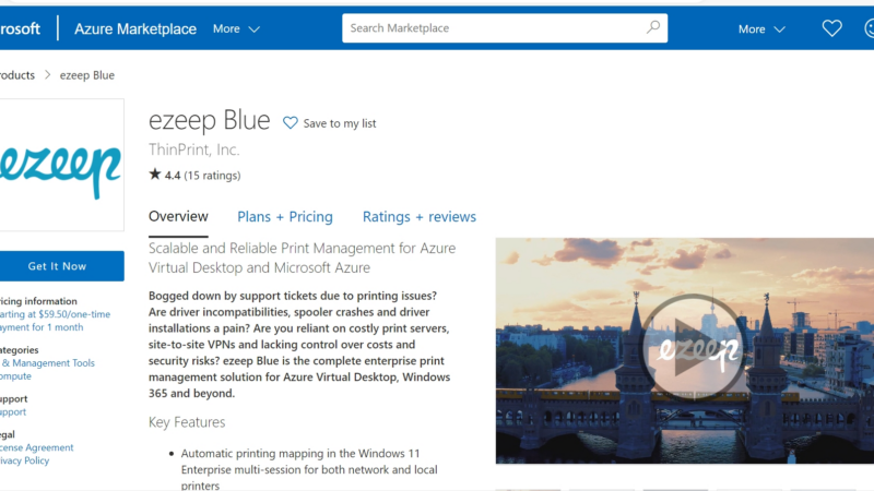 ezeep Blue jetzt im Microsoft Azure Marketplace verfügbar