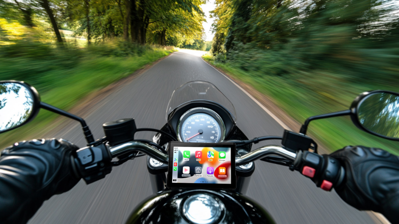 Lescars Motorrad-Display-Navi (CarPlay- und Android Auto)