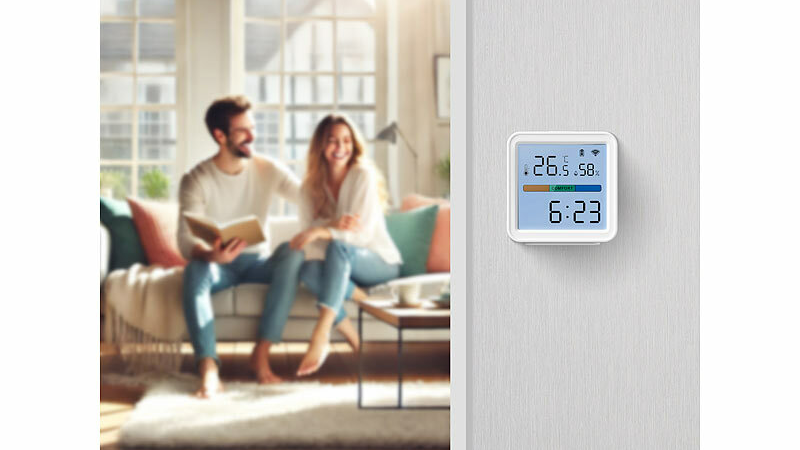 Luminea Home Control WLAN-Temperatur-und Luftfeuchtigkeitssensor