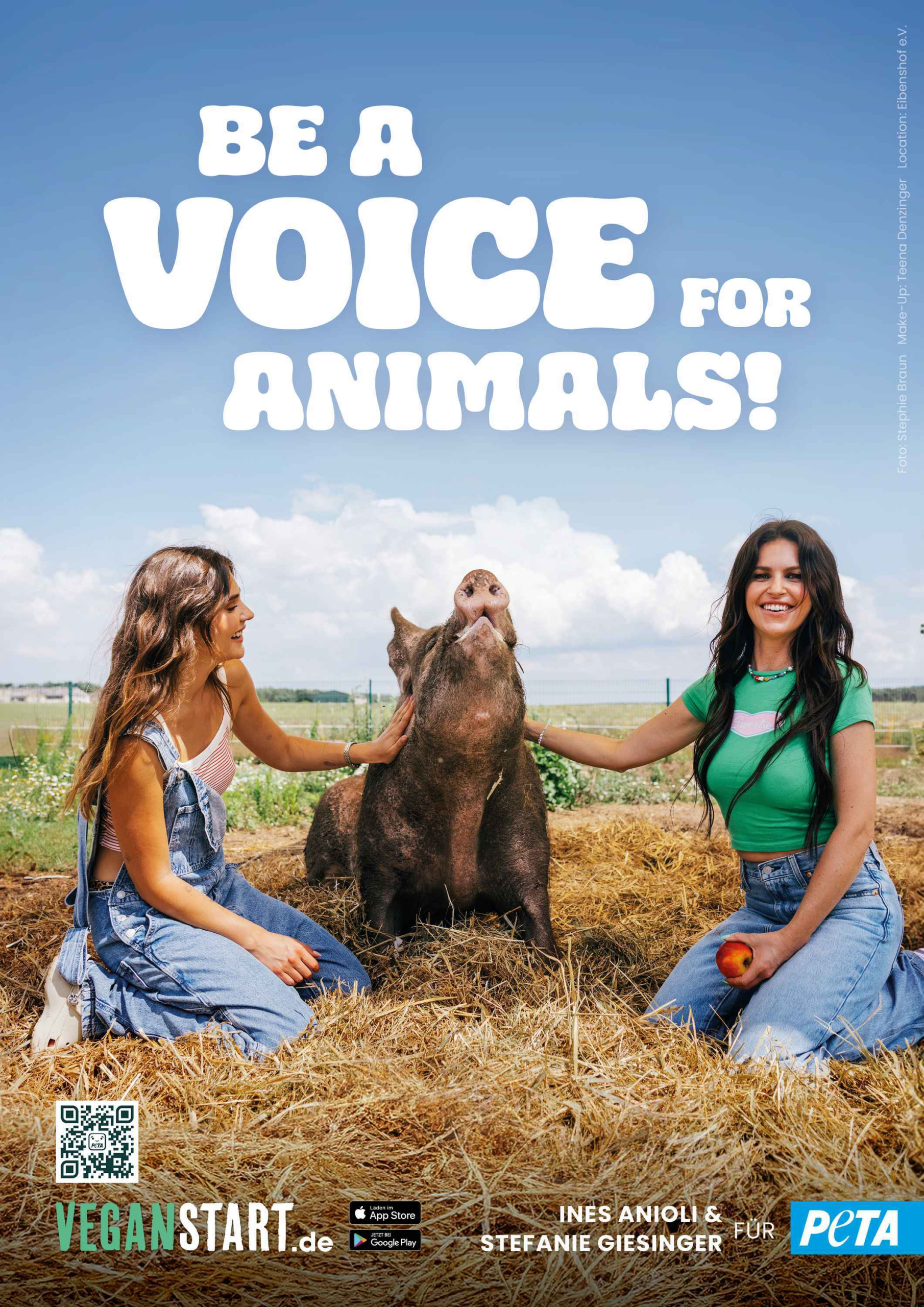 Ines Anioli und Stefanie Giesinger setzen sich für Tiere ein! Gemeinsam mit PETA auf dem Lebenshof