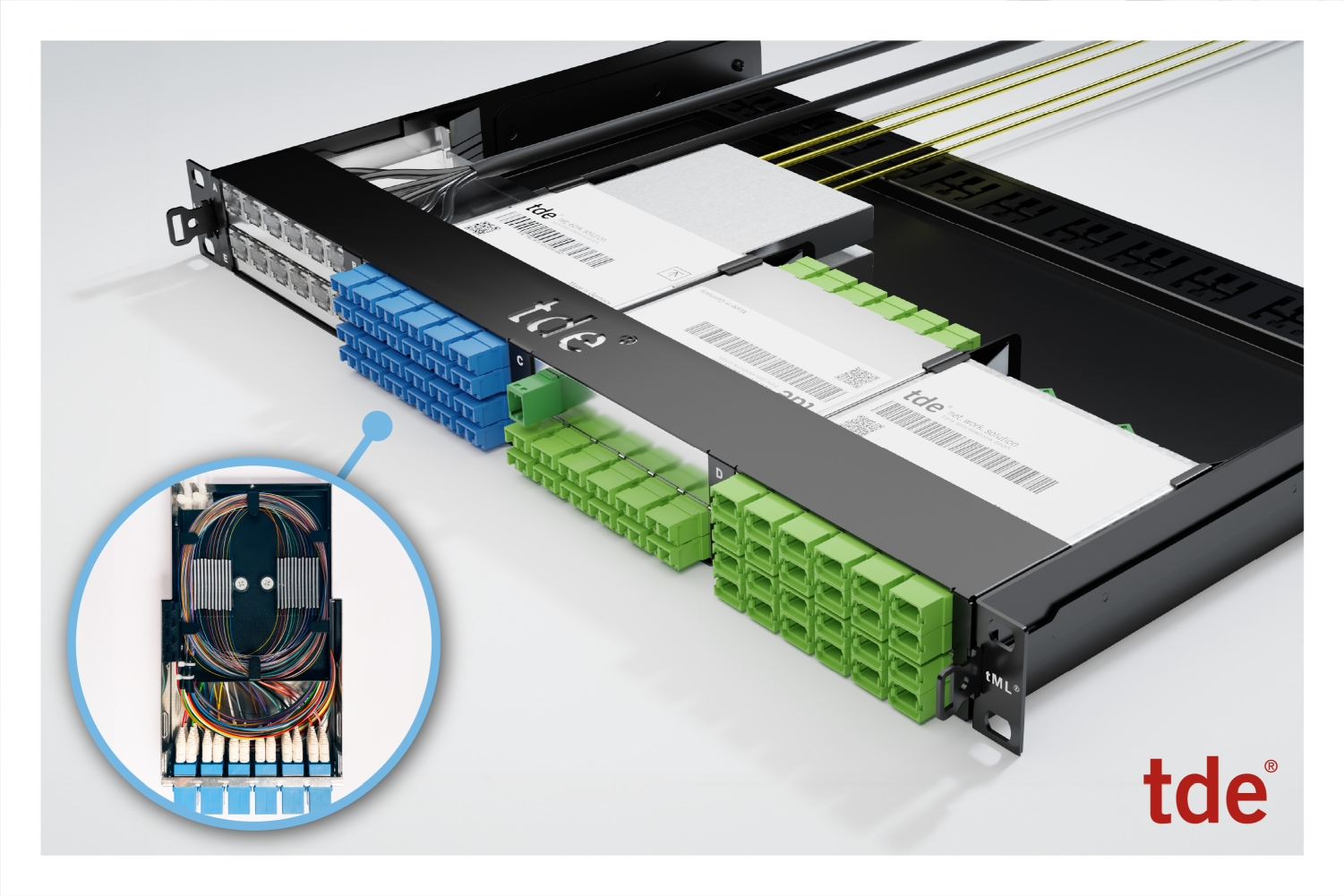 Up to 192 fibre optic splices on 1U: tde presents tML splice module 0.5U for maximum packing density combined with new functionality