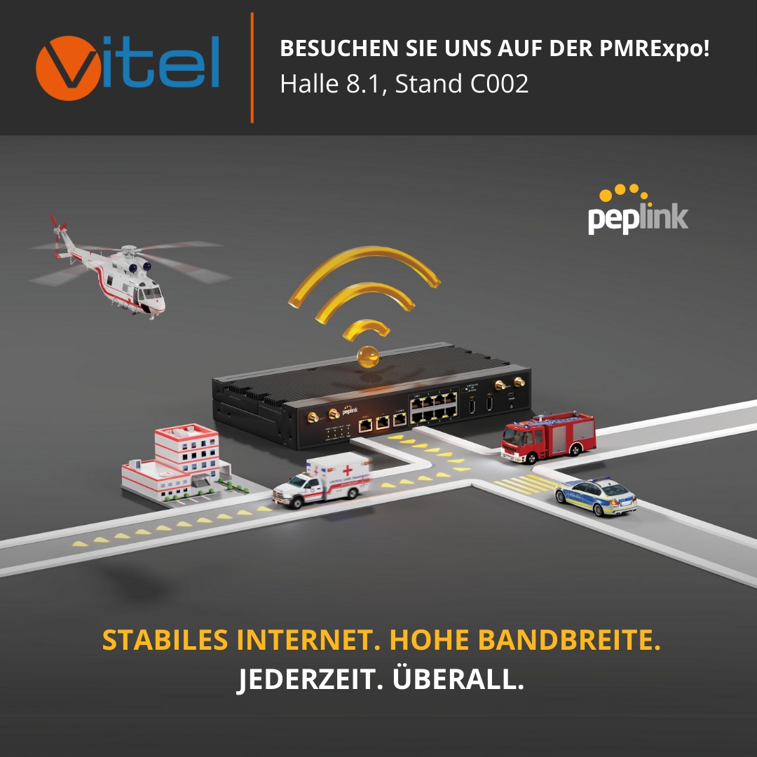 Vitel präsentiert Netzwerklösungen für BOS auf der PMRExpo in Köln