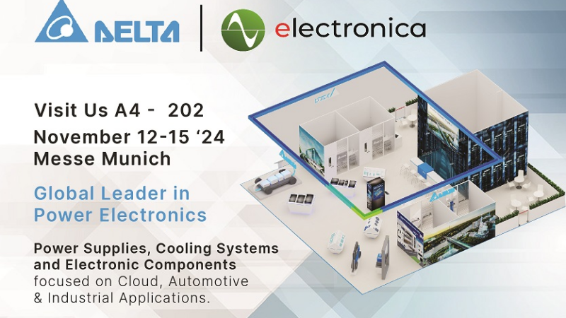 Delta präsentiert hocheffiziente Stromversorgungs- und Kühllösungen für die Bereiche Cloud Computing, Automotive und Industrie auf der Electronica