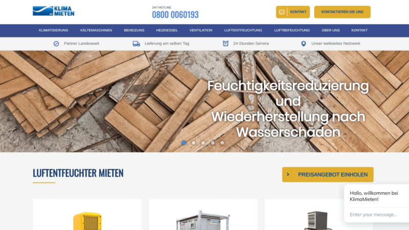 Luftentfeuchter mieten in Deutschland: Klimamieten AS GmbH liefert flexible Lösungen für Bau und Renovierung