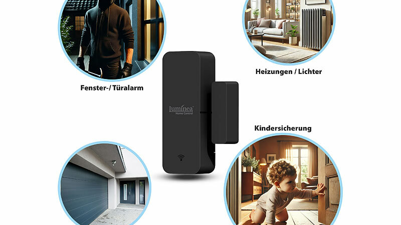 Luminea Home Control WLAN-Tür- und -Fensteralarm