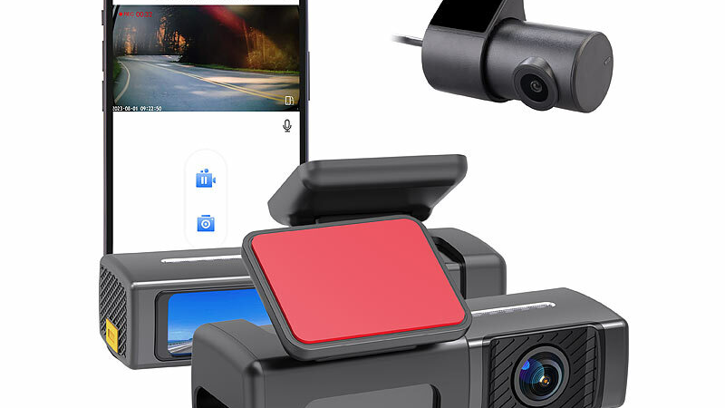 Lescars 4K-Dashcam & Full HD-Rückfahrkamera MDV-5100.dual