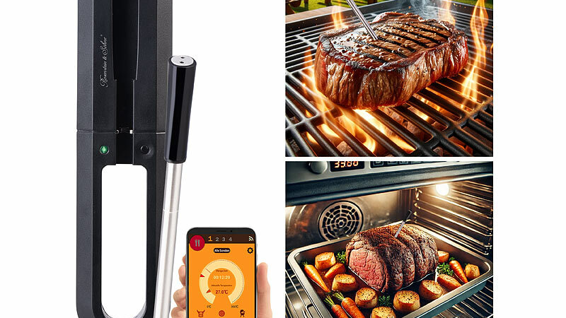 Rosenstein & Söhne Kabelloses Braten- und Fleischthermometer für Grill oder Ofen