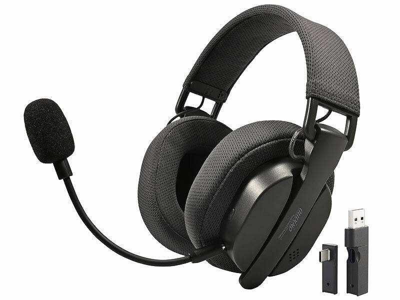 auvisio Klappbares 3in1-Funk-Gaming-Headset