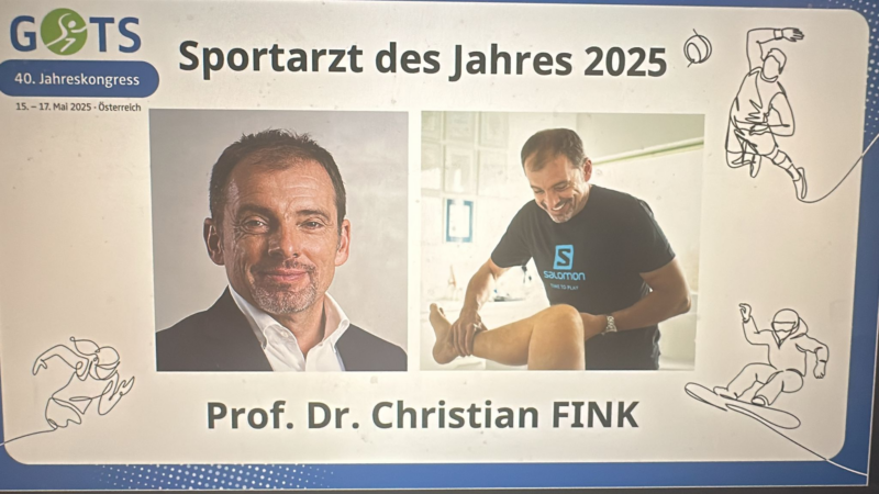 Prof. Dr. Christian Fink (Österreich) ist GOTS-Sportarzt des Jahres 2025