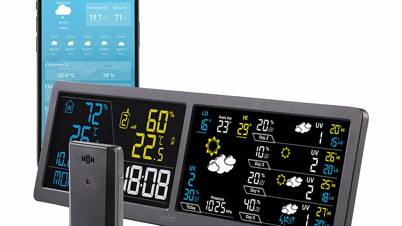 infactory WLAN-Funk-Wetterstation mit Widescreen-VA-Display FWS-750