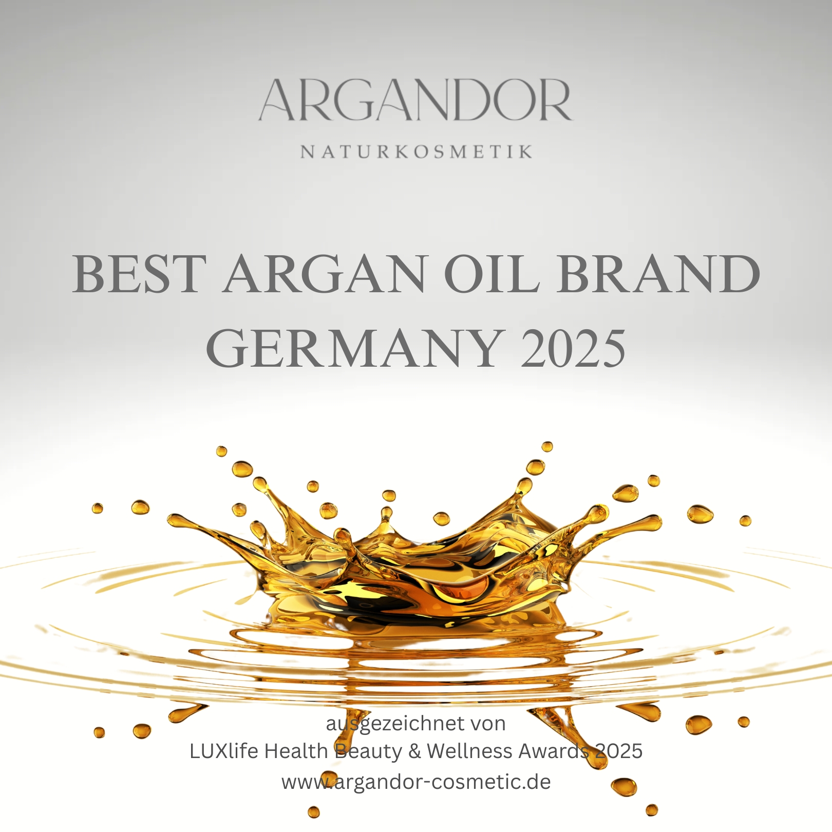 Argandor-Cosmetic ist „BEST ARGAN OIL BRAND – GERMANY 2025 „