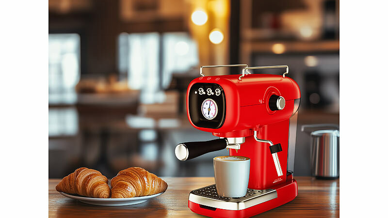 Cucina di Modena Espresso-Siebträgermaschine mit Temperatur-Anzeige und Kapsel-Adapter