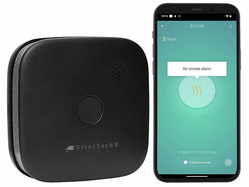 VisorTech Kompakter WLAN-Design-Rauchwarnmelder RWM-190.app